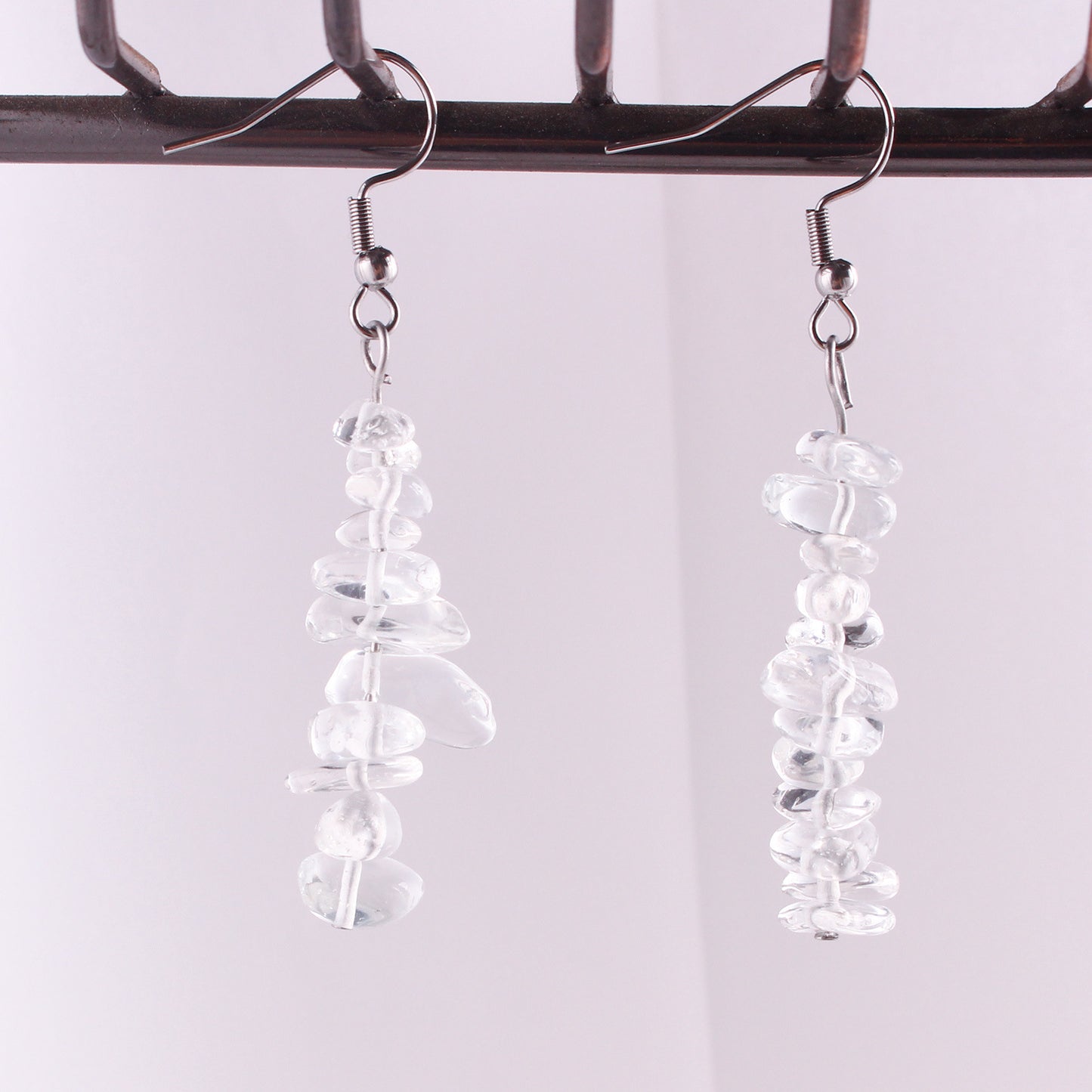 Handmade Natural Stone Crystal Drop Earrings Image 1