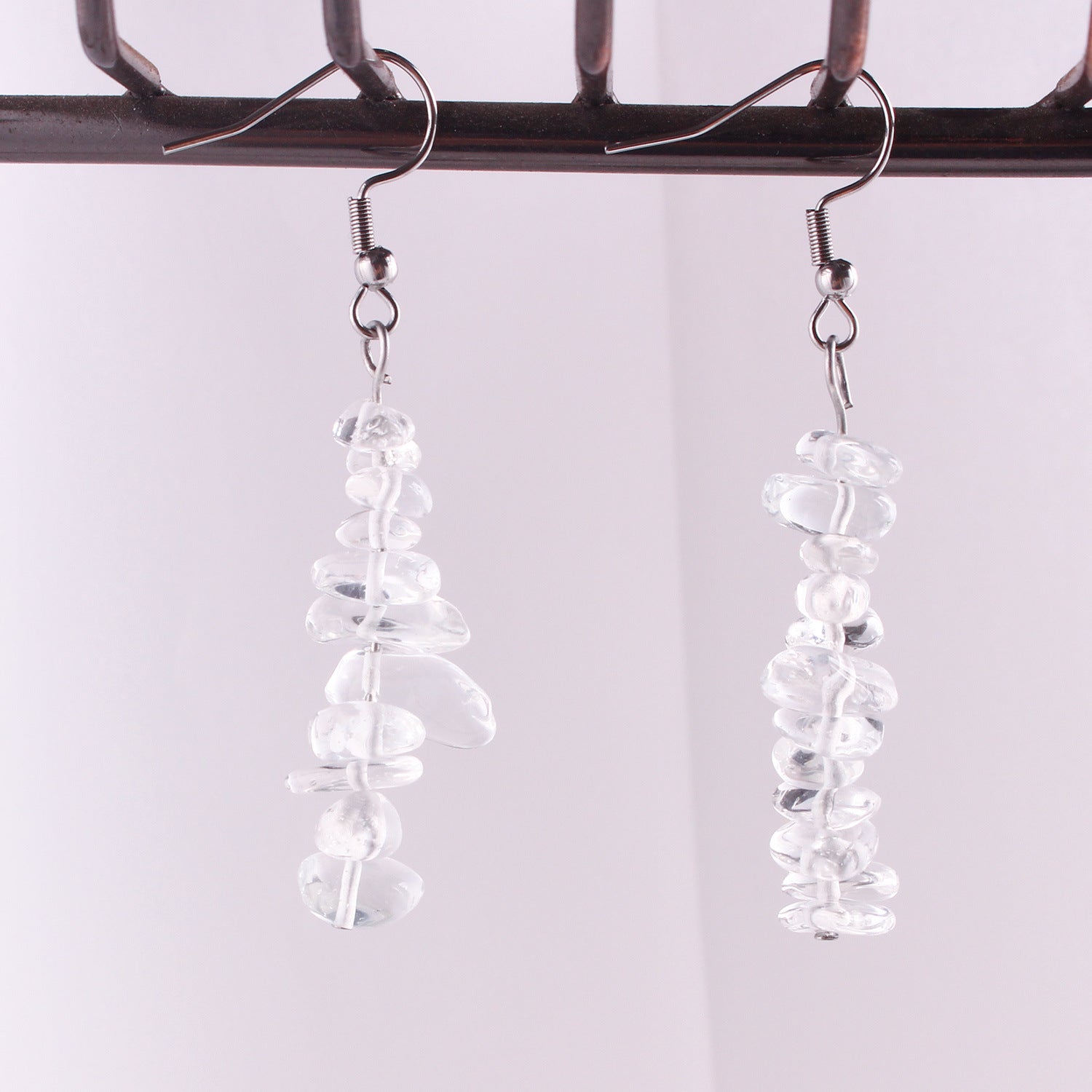 Handmade Natural Stone Crystal Drop Earrings Image 1
