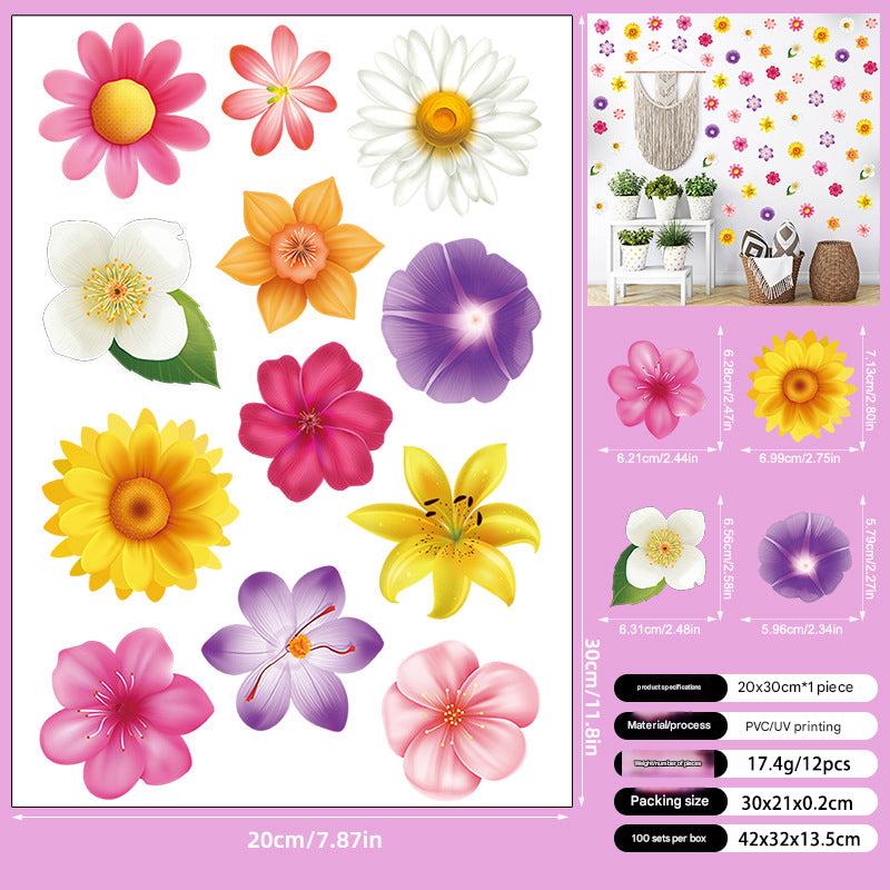 Self-adhesive flower decals for home decor