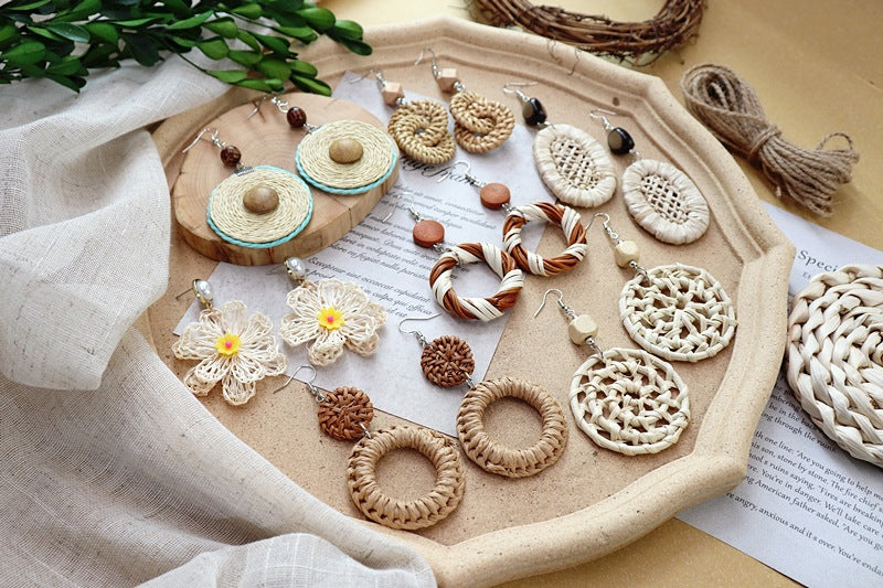 Bohemian vintage rattan earrings stylish design