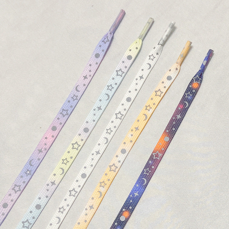 Image of reflective star galaxy shoelaces in white