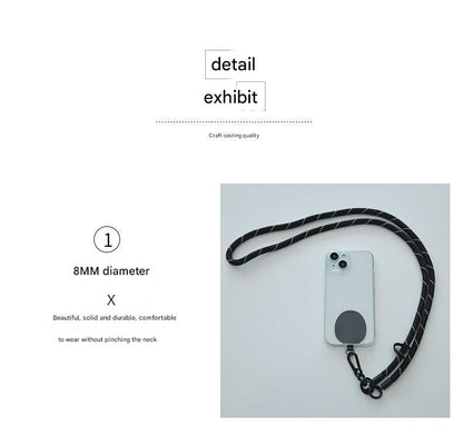 Close-up of nylon phone lanyard design
