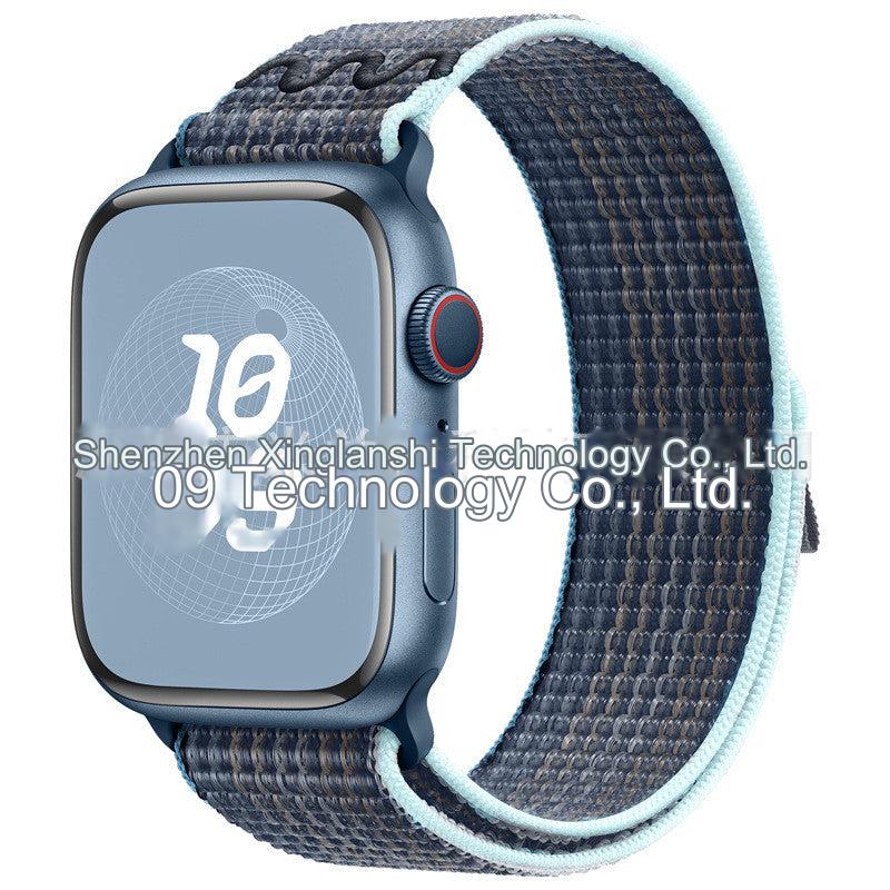 Stylish Nylon Braided Sports Band for Apple Watch - Compatible with Series 9/8/7/6/5/4/3/2/SE, Various Colors