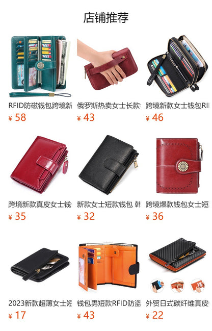 Premium leather wallet for women navy blue