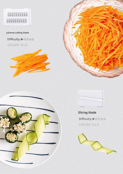 grater showing different vegetable textures