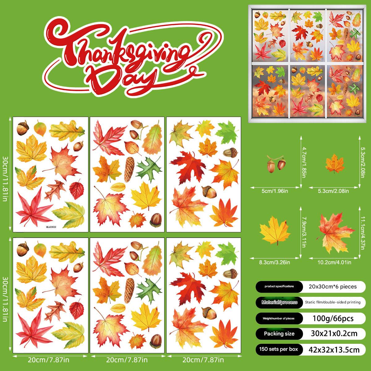 colorful fall leaves window cling