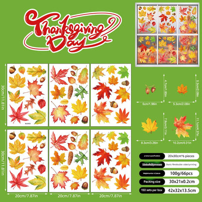 colorful fall leaves window cling