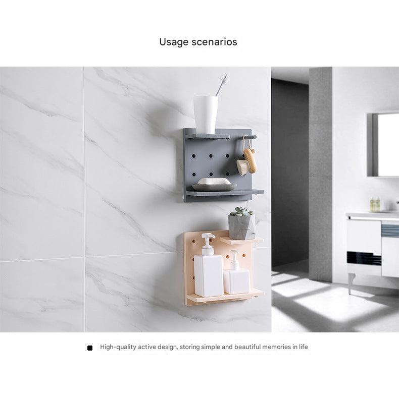 Wall-mounted storage rack in kitchen