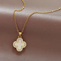 White Double-Sided Four-Leaf Clover (Gold)