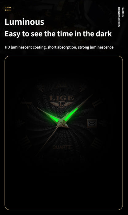 Stylish men's quartz watch with luminous dial
