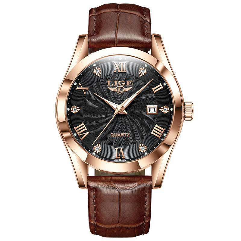 Waterproof men's business watch - angled view