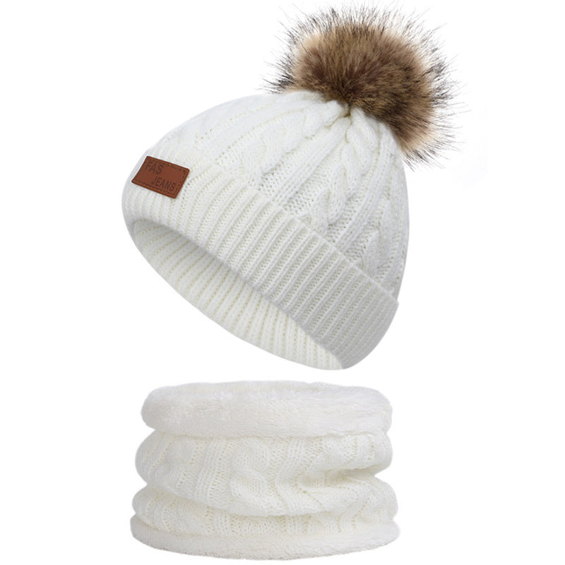 Knit hat and scarf set for kids in winter