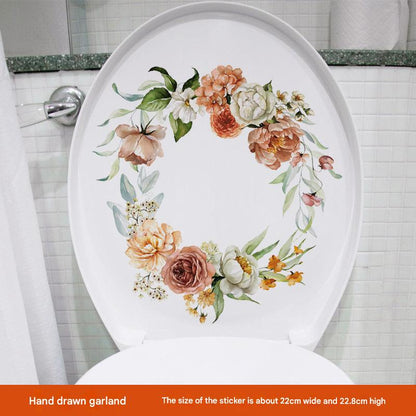 Waterproof floral toilet sticker design