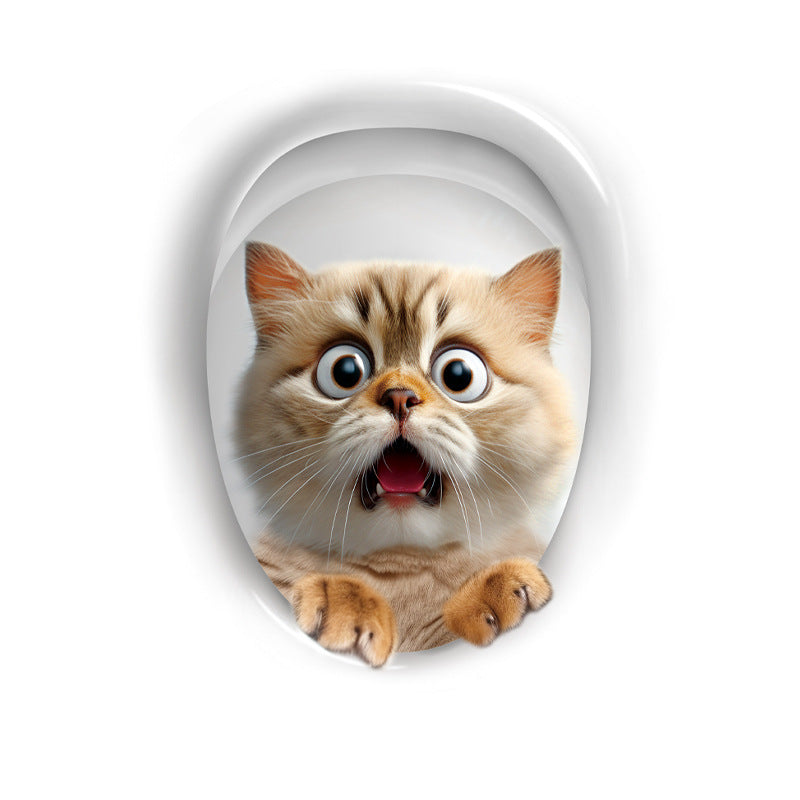 3D cat toilet sticker design 1