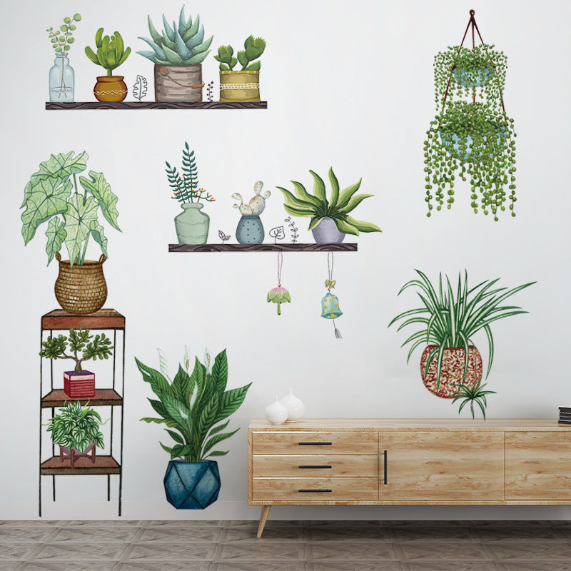 fresh green plant wall sticker design 8