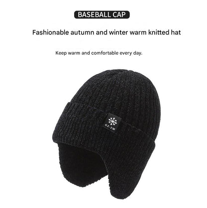 Men's winter knit hat in black color