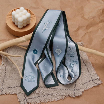 Zodiac silk scarf as headband