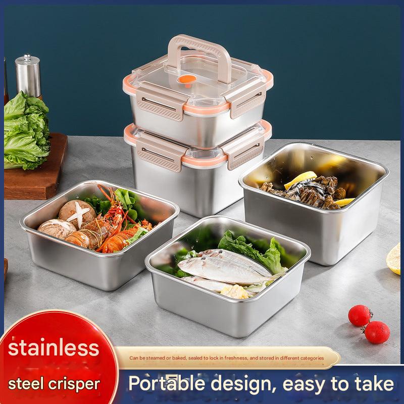 Stainless steel food storage container with lid