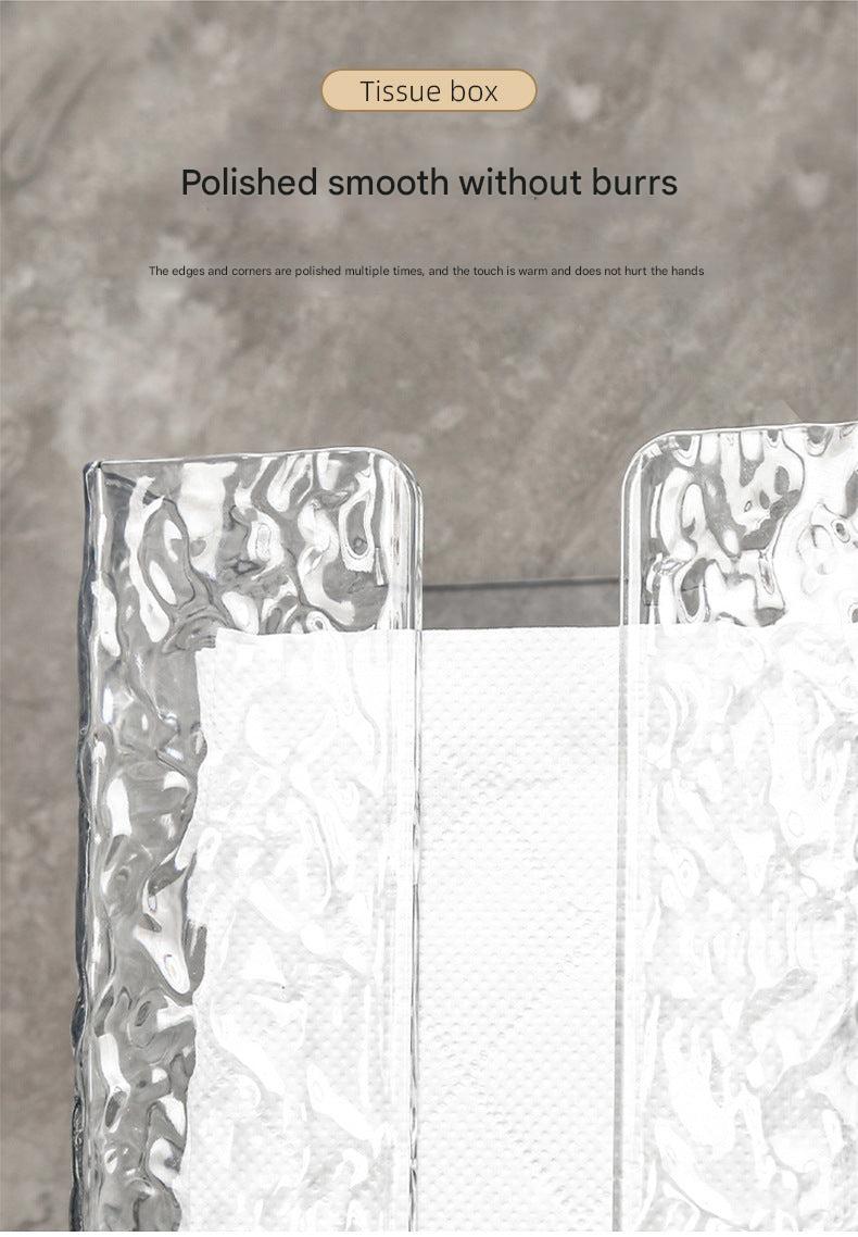 Transparent wall-mounted tissue box design