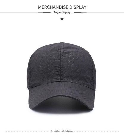 Men's quick-dry baseball cap displayed on a mannequin