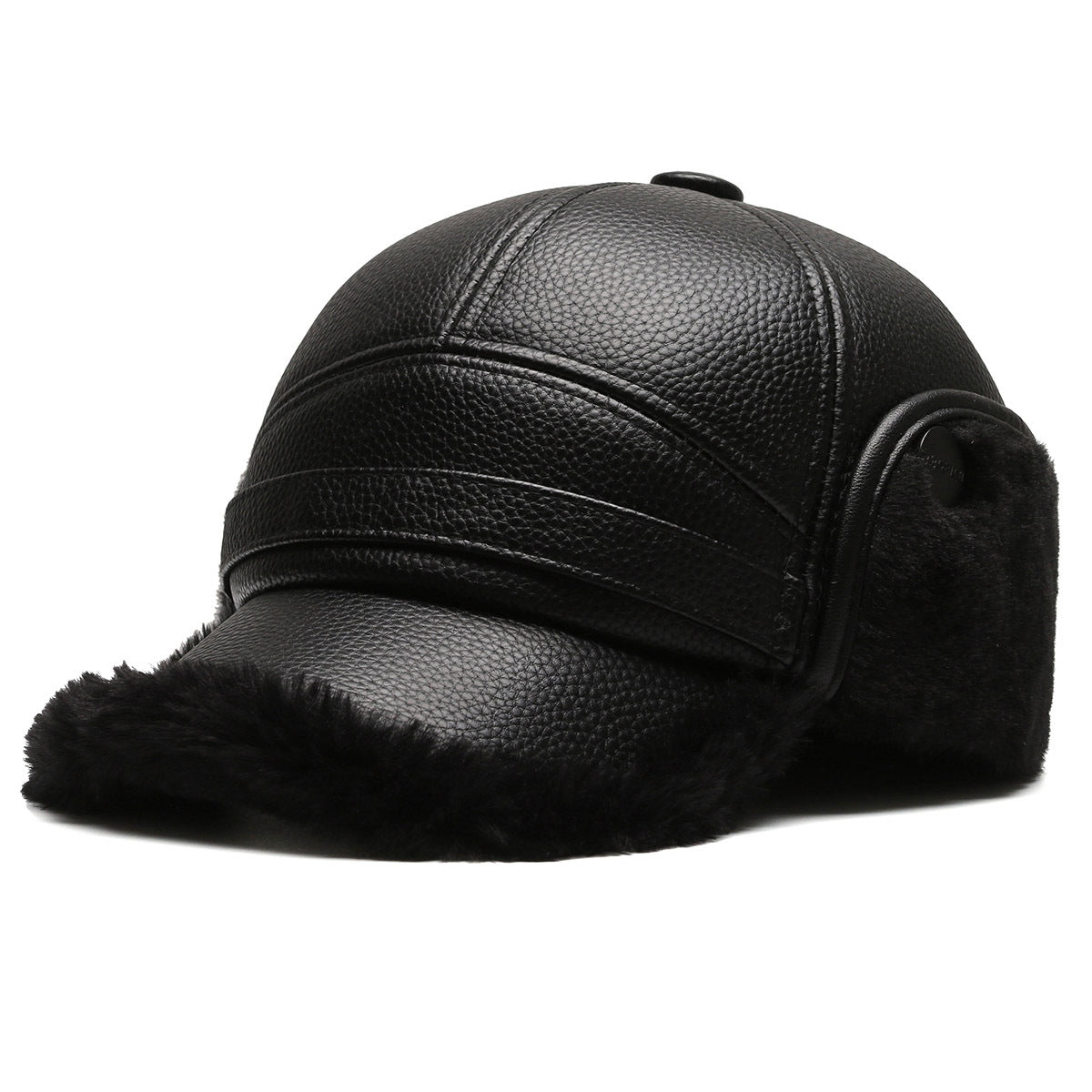 PU leather winter hat for men