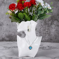 Large White Vase Side Pose (Flowers Not Included) (Pack of 1)