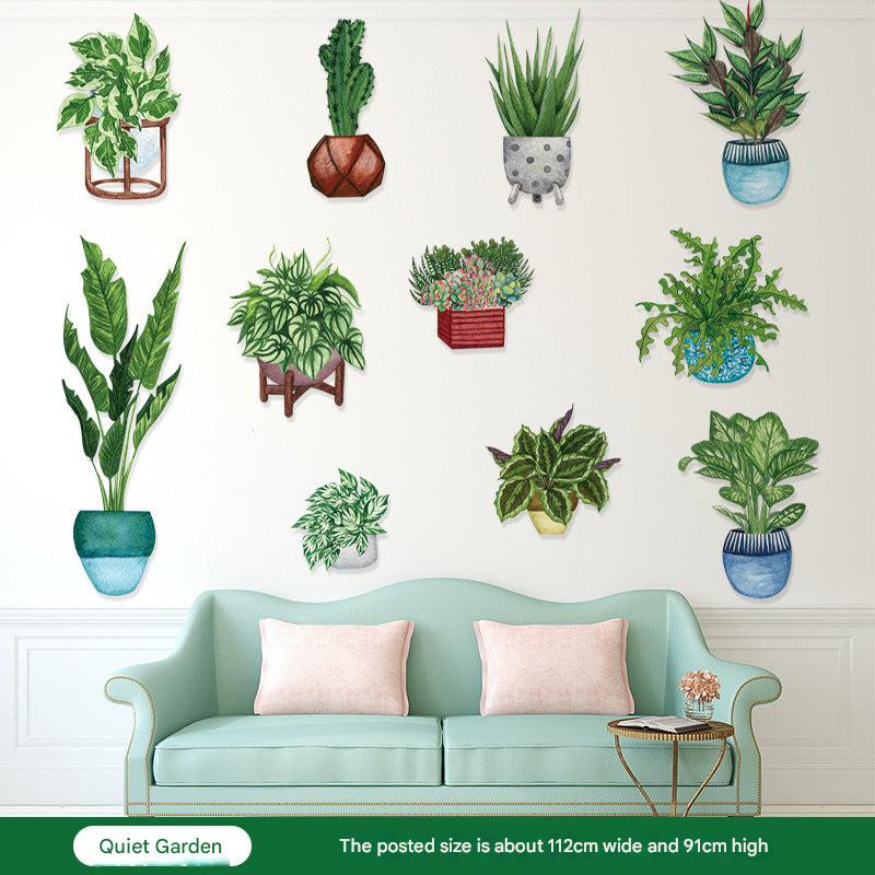 fresh green plant wall sticker design 2