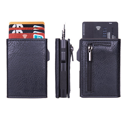 Durable wallet on a wooden background