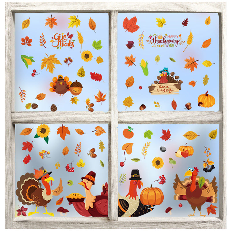 colorful fall leaves window cling