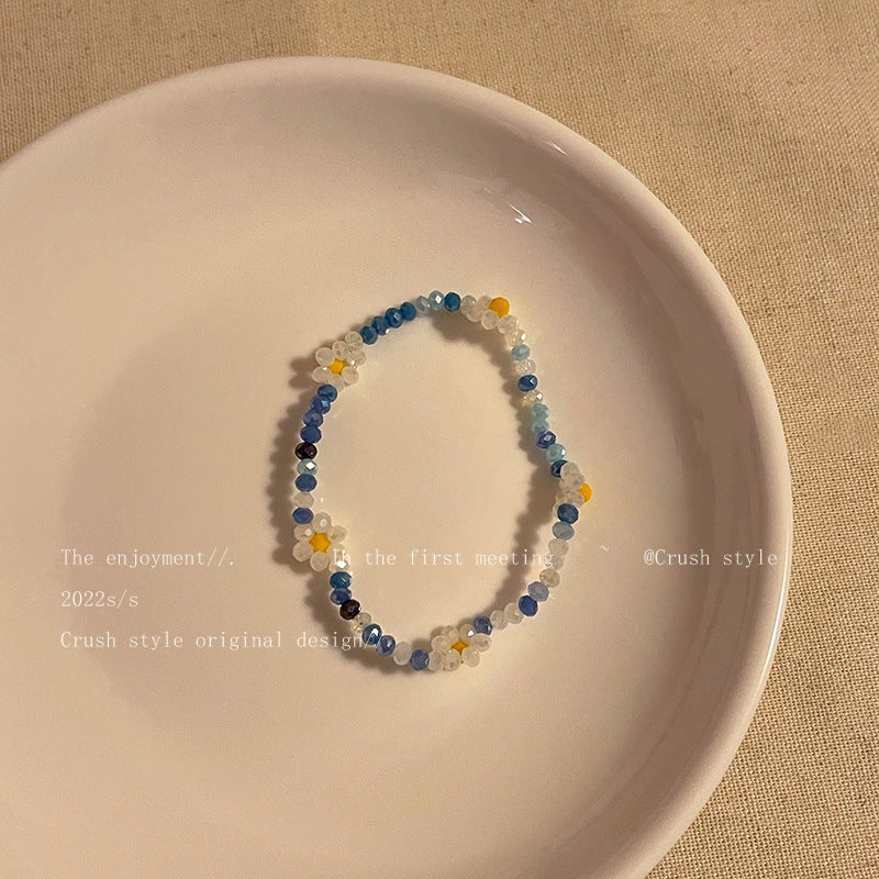 Vibrant Floral Pearl Necklace Front View