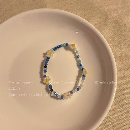 Vibrant Floral Pearl Necklace Front View