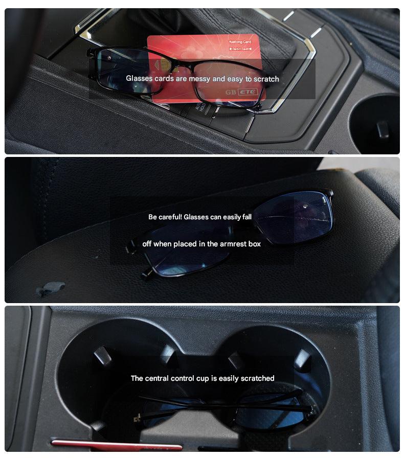 Car sunglasses holder light brown leather