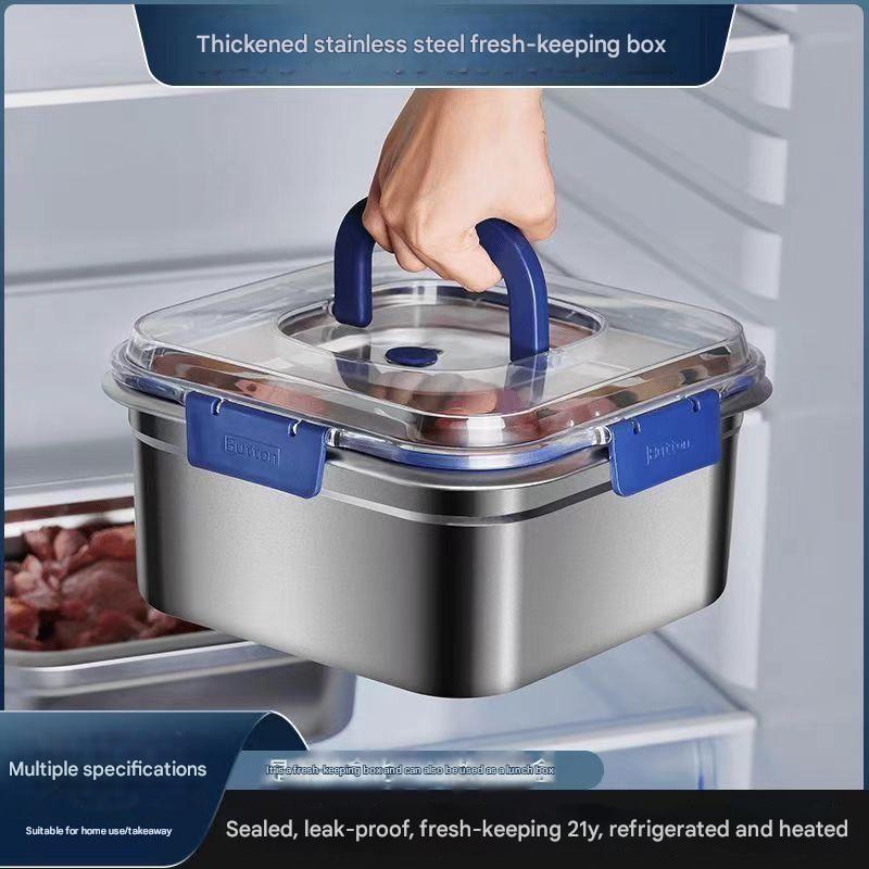 Stainless steel food storage container with lid