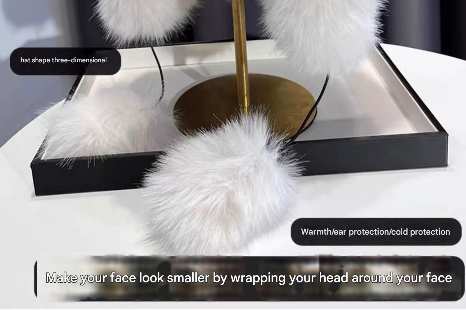 Cute plush winter hat with bear ears image 1