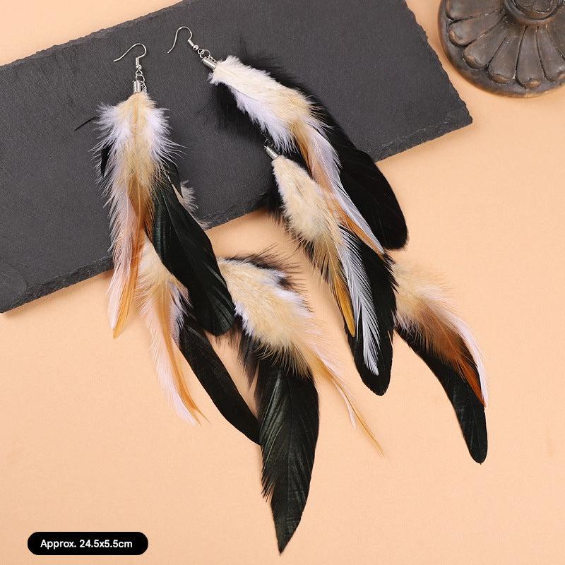 Stylish boho earrings with vibrant feathers