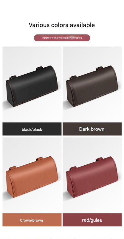 Car sunglasses holder black leather