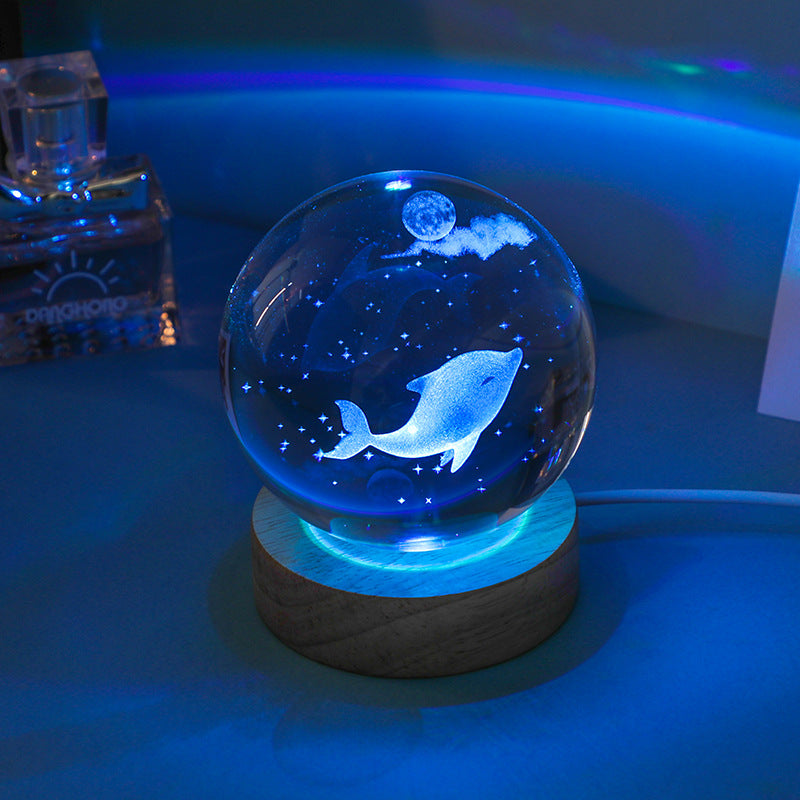 Elegant crystal ball night light glowing image 5