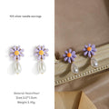 45#925 Silver Needle Earrings Pair