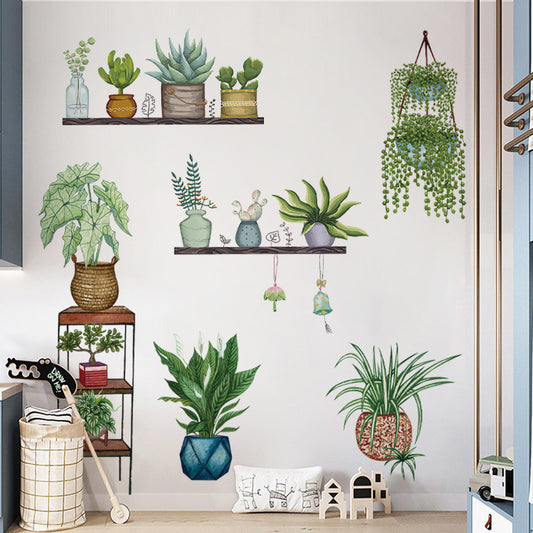 fresh green plant wall sticker design 9