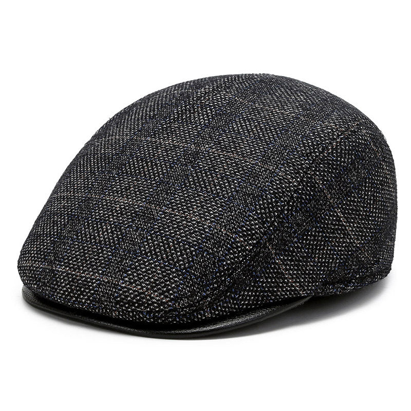 Men's winter beret hat in brown