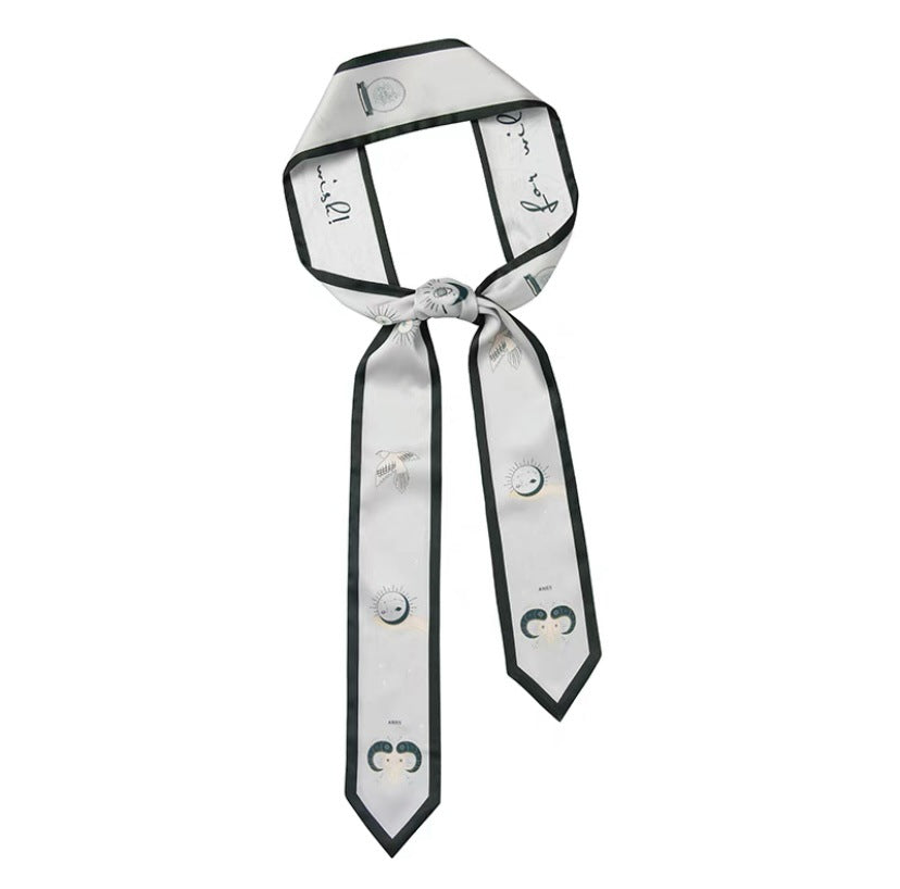 Zodiac silk scarf featuring intricate designs
