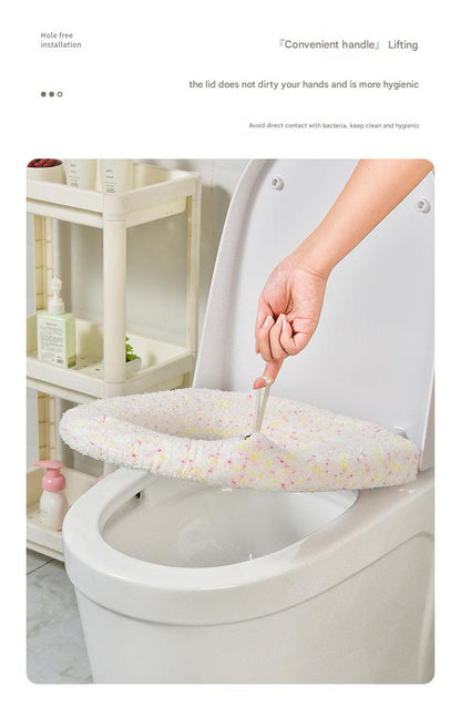 Comfortable gray button design toilet seat cover