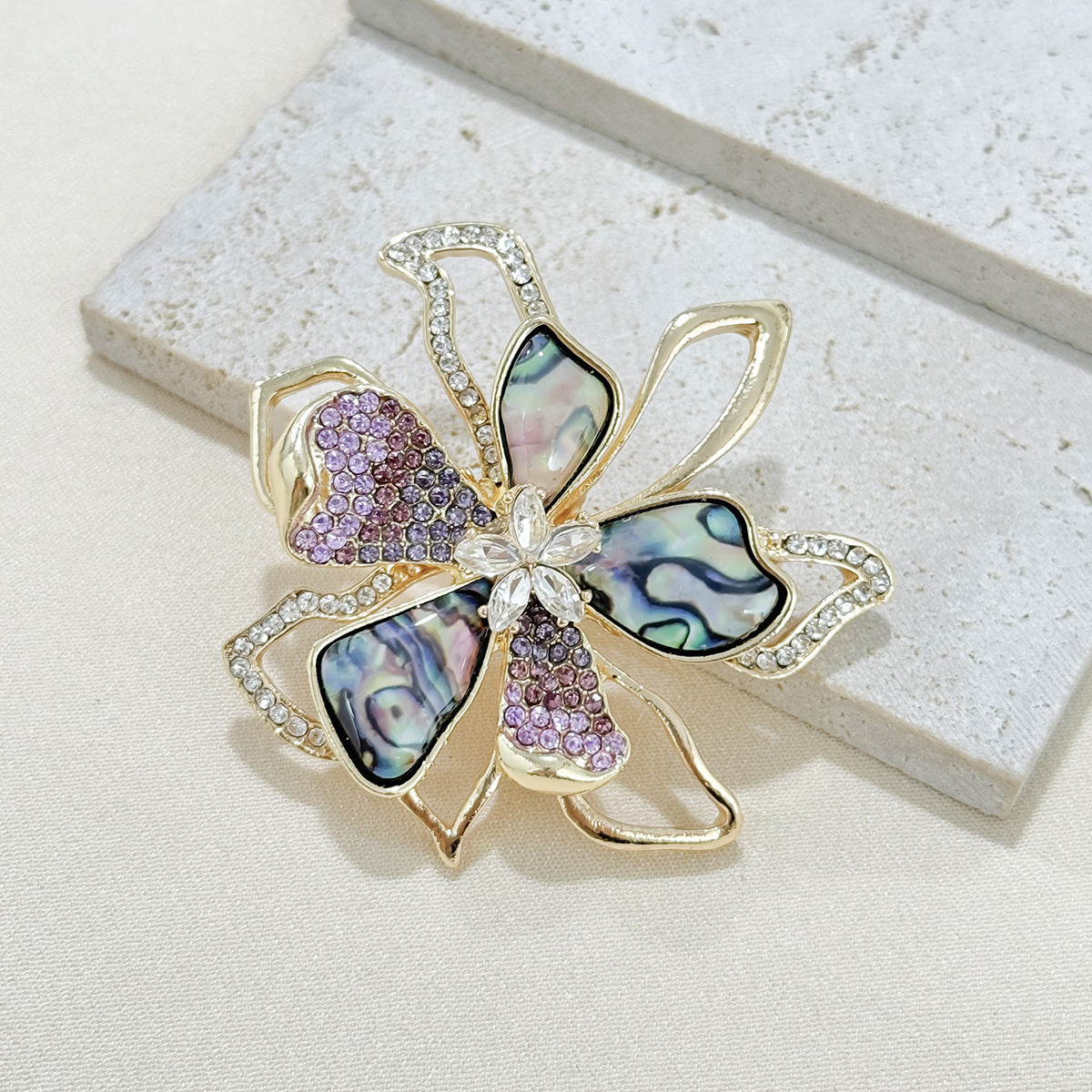 Elegant brooch accessory on a sweater