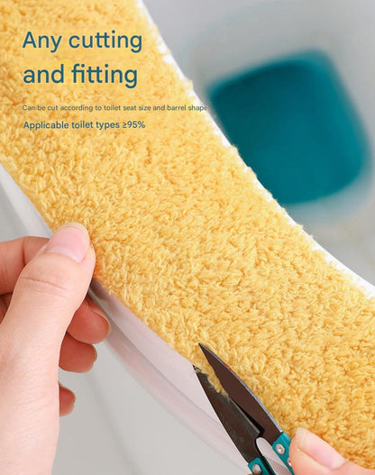 Installation demonstration of plush toilet seat cover