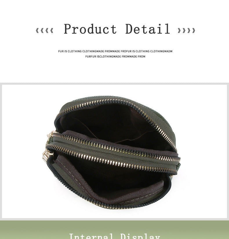 Chic Color-Block Mini Round Bag open zippers
