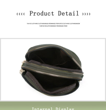 Chic Color-Block Mini Round Bag open zippers
