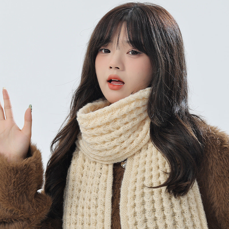 Cozy gray knit hat and scarf duo