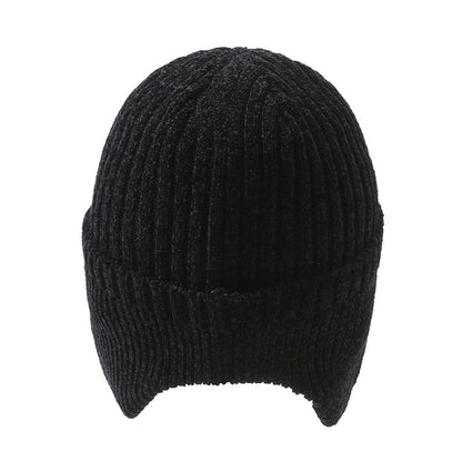 Gray knit beanie for men with ear protection