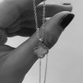 White Double-Sided Four-Leaf Clover (White Gold)