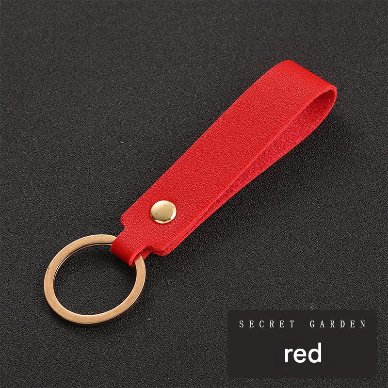 Close-up of PU leather keychain showing texture